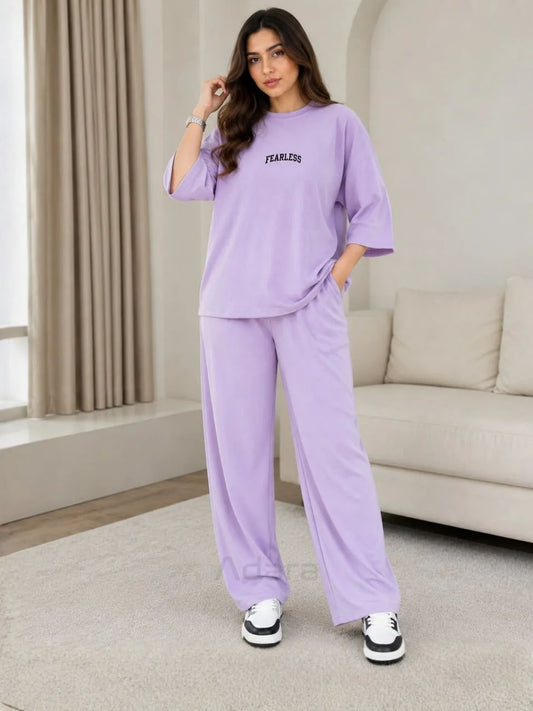 OUTRIX Fearless Premium Co-Ord Set – Oversized Tee & Wide-Leg Trouser